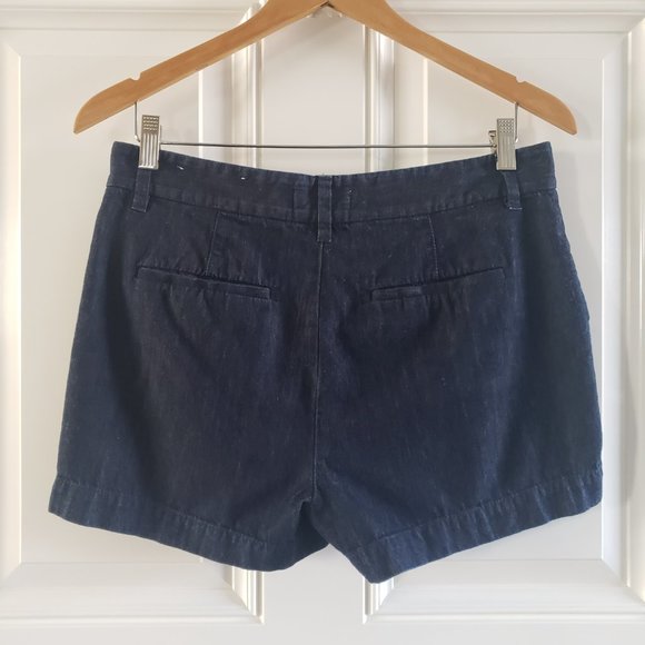 LOFT Chino Mid Rise Dark Wash Denim Shorts Blue SZ 27/4 - Picture 3 of 15